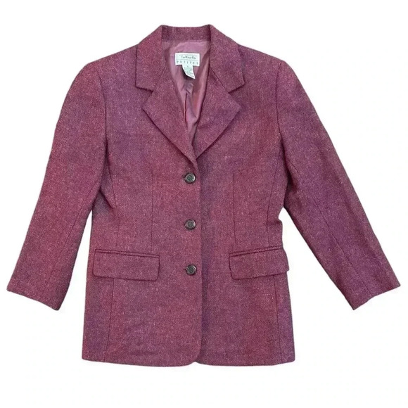VTG Talbots Petites 100% Wool Blazer Size 4 Burgundy Office Work Interview - Picture 1 of 5